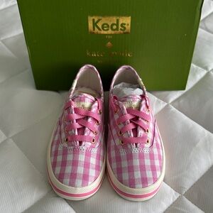 Keds X Kate Spade girls size 9 pink gingham Champion sneakers NEW in box cute
